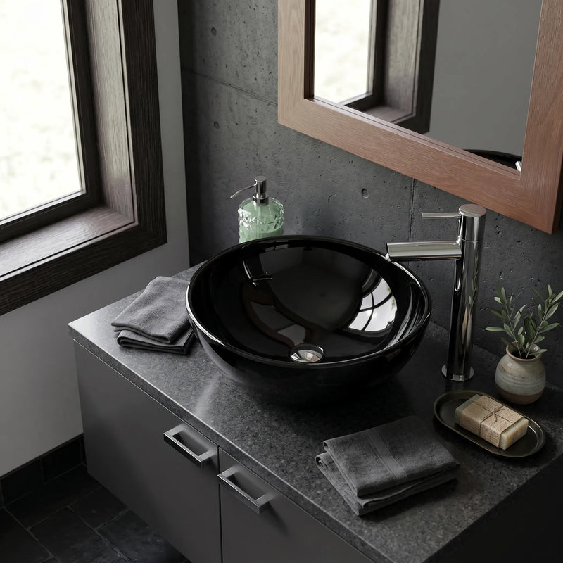 Monaco Oval Countertop Round Black Basin
