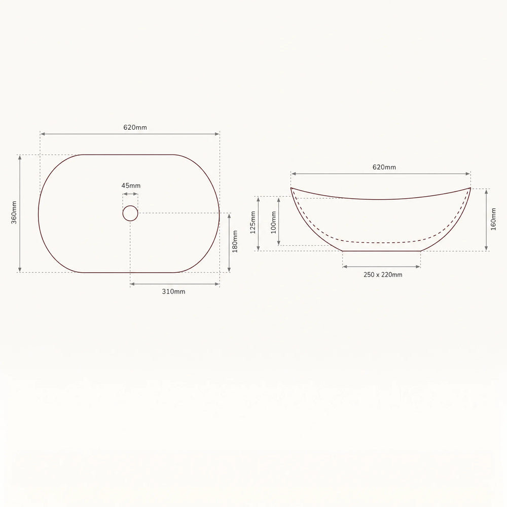 Addison Gold Oval Countertop Basin 620mm Vitreous China