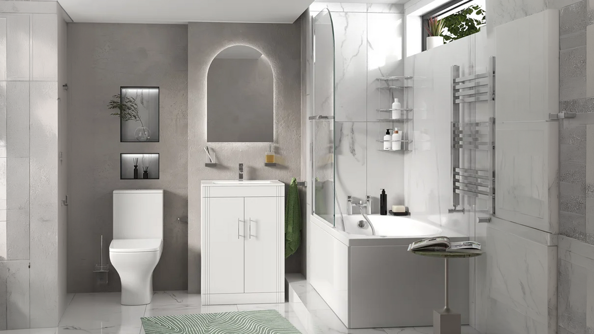 Celeste 600mm White Vanity Unit, Toilet, and Bath Suite