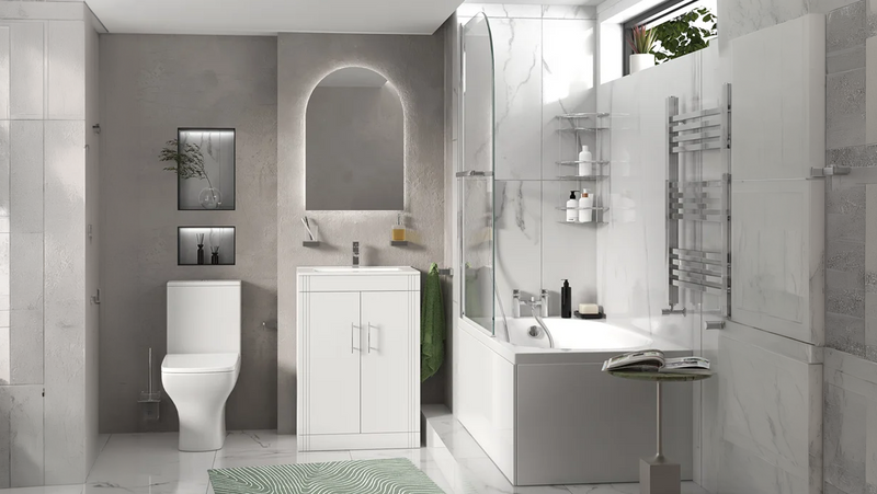 Celeste 600mm White Vanity Unit, Toilet, and Bath Suite