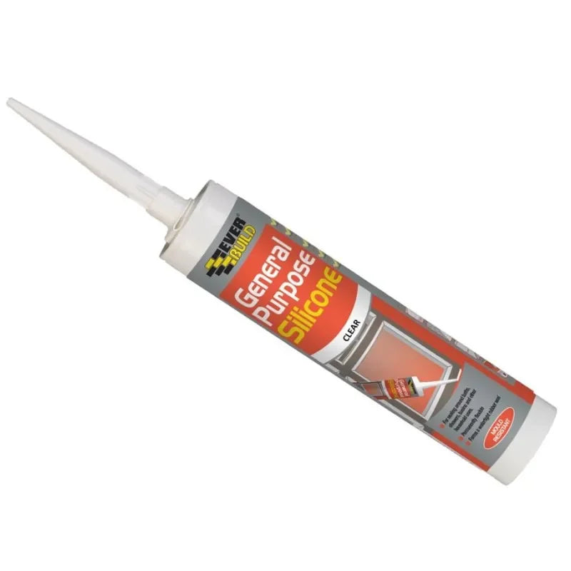 Clear silicone sealant for bathroom installations, waterproof and flexible for sealing around baths, basins and showers