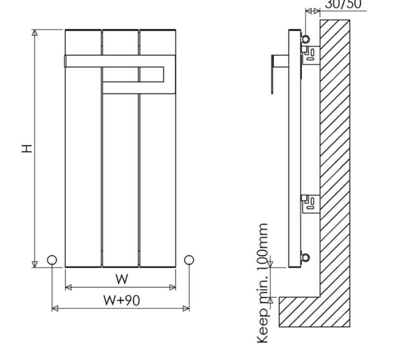 800 x 370 Carisa Elvino Aluminium Vertical Radiator & Towel Rail