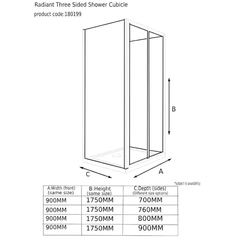 Reduced Height 900 x 1750 Bifold Door Radiant