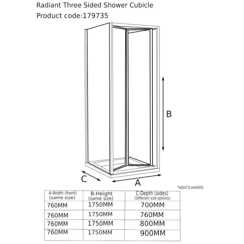 760 x 1750 Reduced Height Bifold Door Radiant