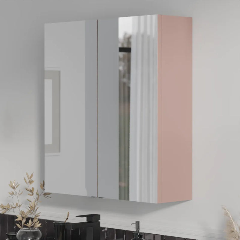 Oliver Mirror Cabinet 2-Door 600mm Matt Pink Shaker
