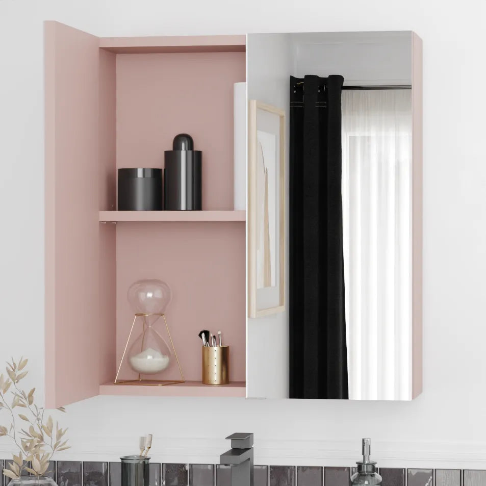 Oliver Mirror Cabinet 2-Door 600mm Matt Pink Shaker