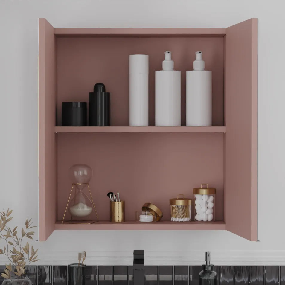 Oliver Mirror Cabinet 2-Door 600mm Matt Pink Shaker