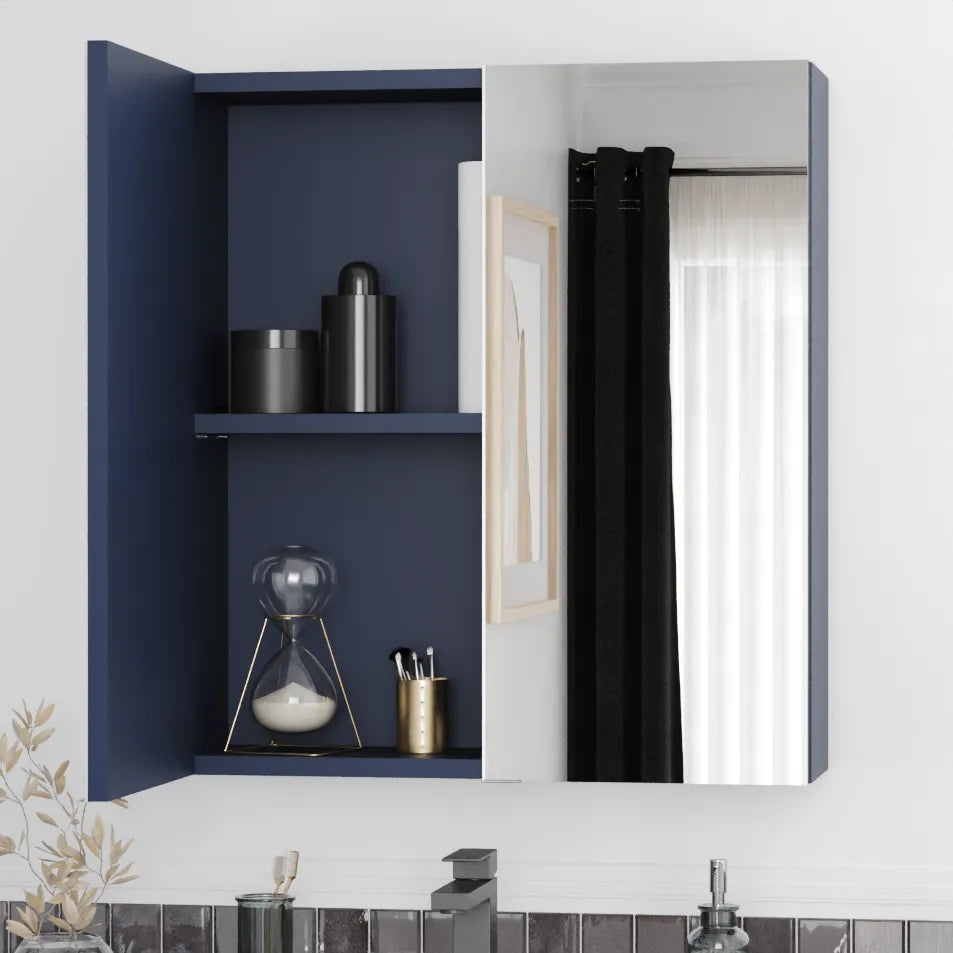 Oliver Mirror Cabinet 2-Door 600mm Navy Blue