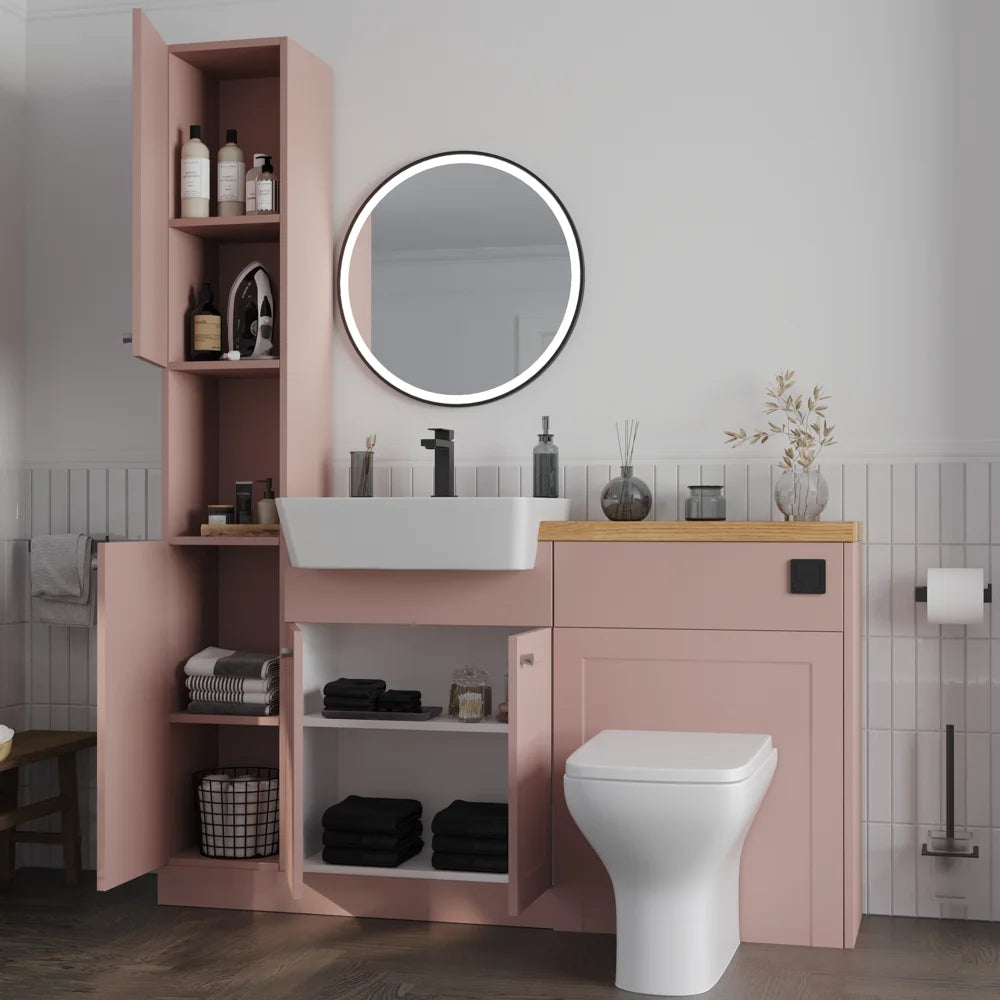 Oliver Pink Shaker Fitted Furniture Combination with Tall Boy Storage