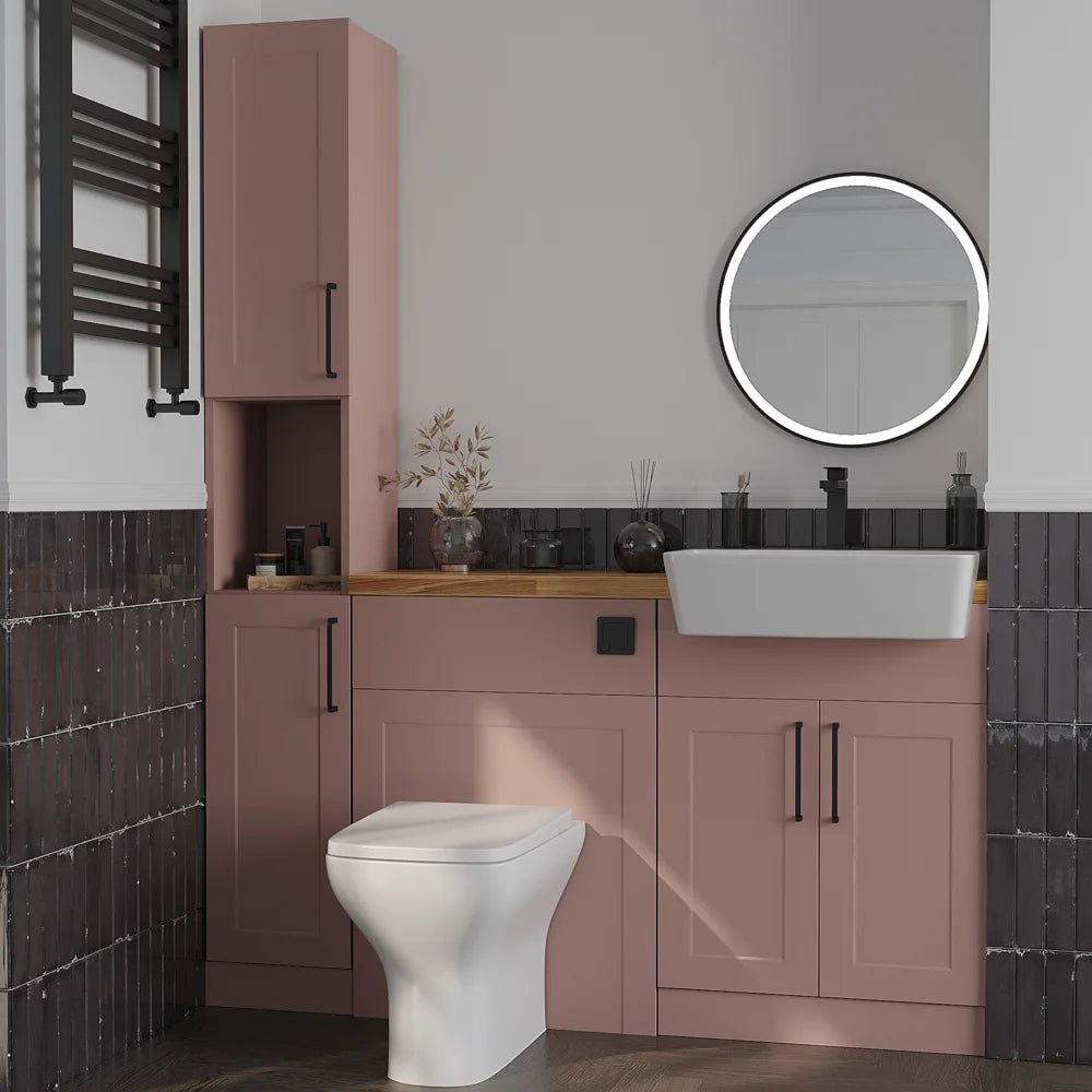 Oliver Pink Shaker Fitted Furniture Combination with Tall Boy Storage