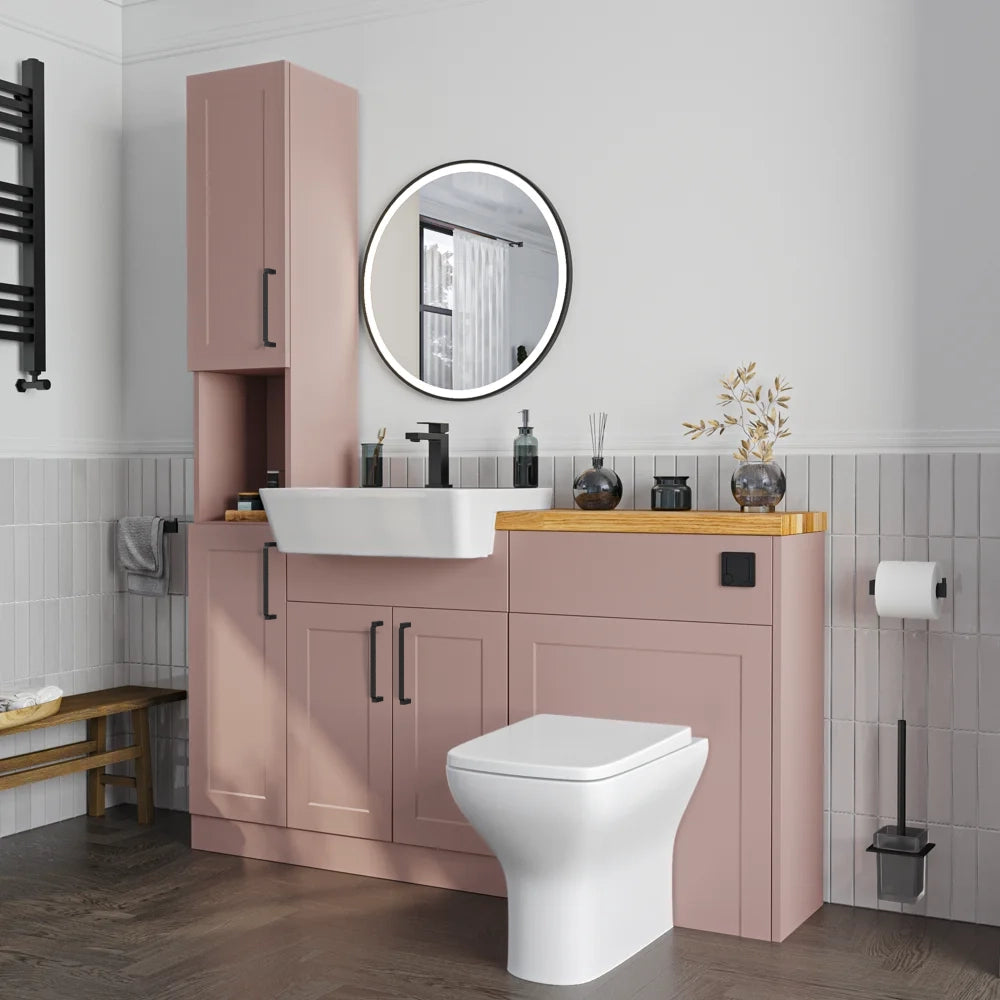 Oliver Pink Shaker Fitted Furniture Combination with Tall Boy Storage