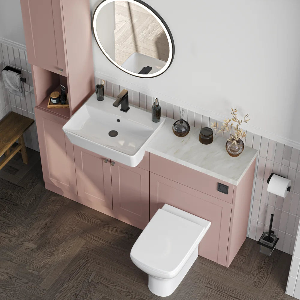 Oliver Pink Shaker Fitted Furniture Combination with Tall Boy Storage