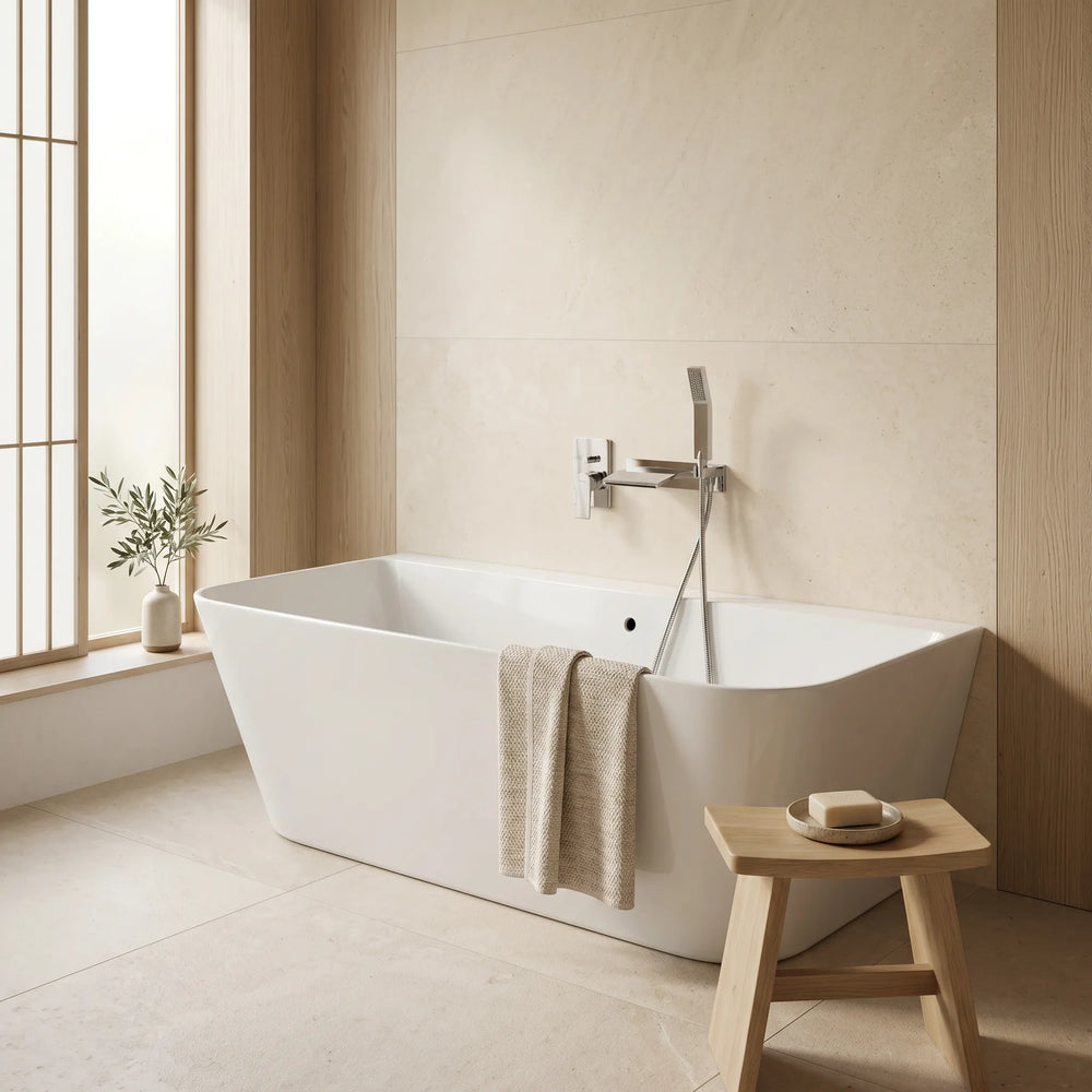 1700 x 800 Slim Back to Wall Freestanding Bath White Grove