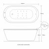 1600 x 750 Freestanding Bath 12 Jets Valencia
