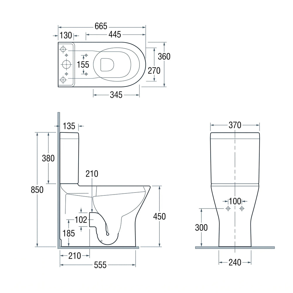Form Comfort Height Closed Back Rimless Toilet