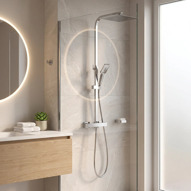 Square Shower Kit Exposed Valve, Rail, Head & Handset Twiss