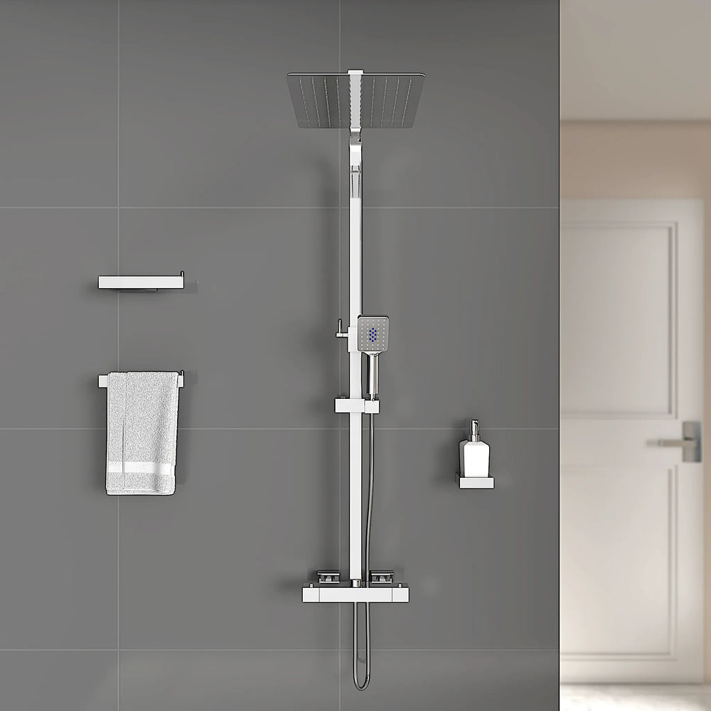 Square Shower Kit Exposed Valve, Rail, Head & Handset Twiss