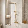 Square Shower Kit Exposed Valve, Rail, Head & Handset Brushed Brass Twiss