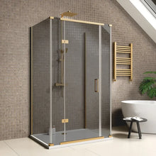 Havana 1200mm shower enclosure, brushed gold frame and smoked glass