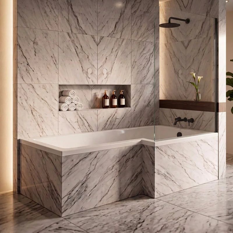 1500/1700 x 700mm L Shaped Shower Bath