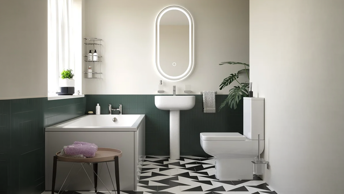 Laguna Square Bathroom Suite — Basin, Pedestal, Bath, Toilet, Taps & Waste