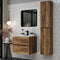 Marilyn 600mm Tobacco Oak Wall Hung Vanity Unit with Tall Storage Unit