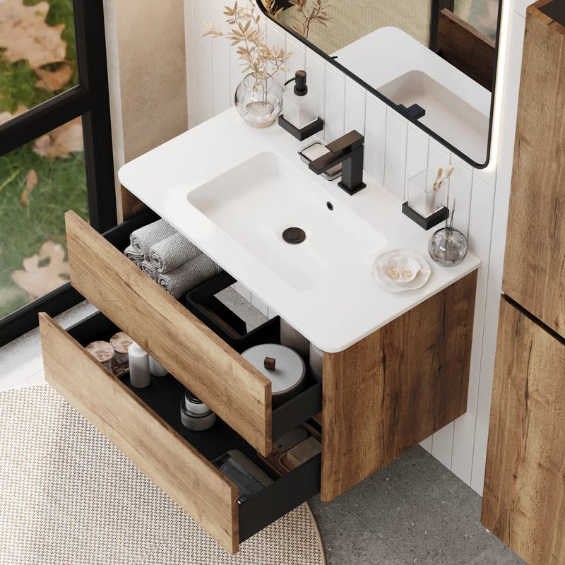 Marilyn Tobacco Oak 800 Wall Hung Vanity Unit