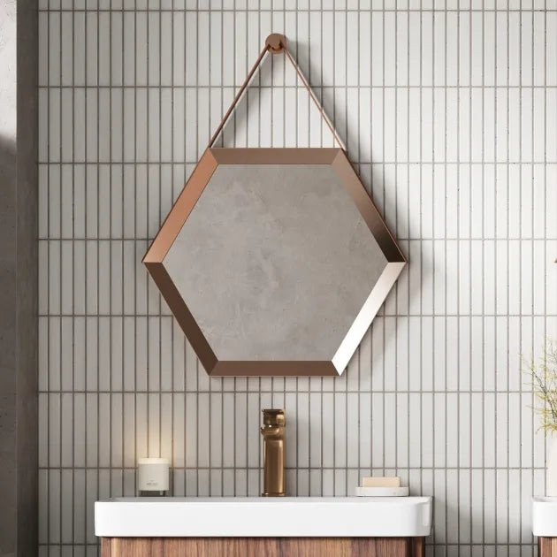Wabi 500mm Hexagonal Mirror Brown