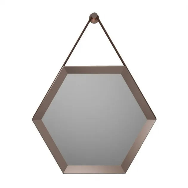 Wabi 500mm Hexagonal Mirror Brown