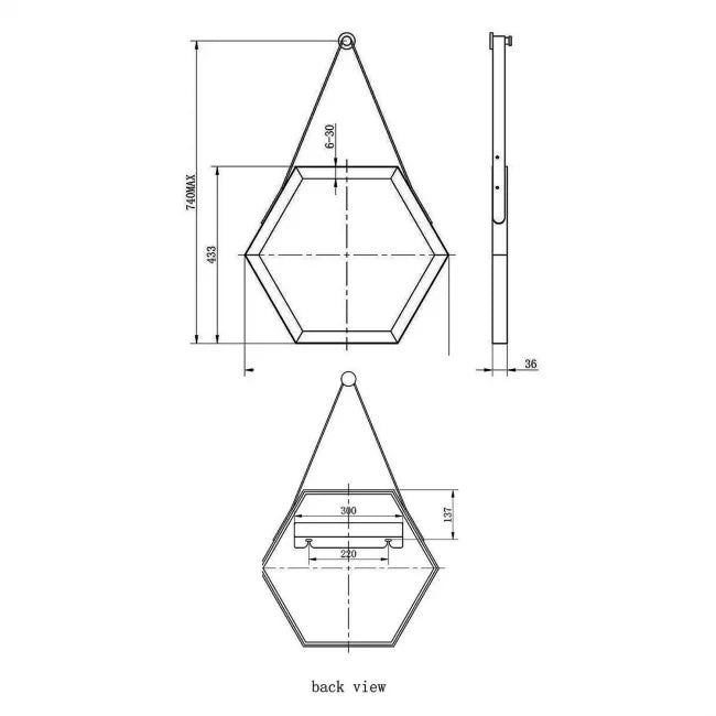 Wabi 500mm Hexagonal Mirror Brown