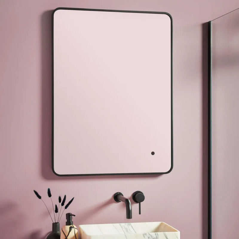 Soft Square LED 600x800 Mirror Black Frame