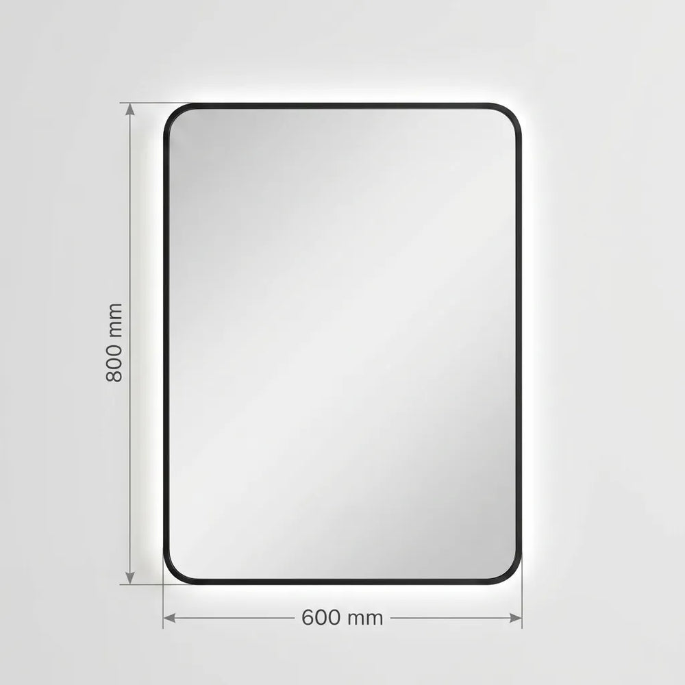Soft Square LED 600x800 Mirror Black Frame
