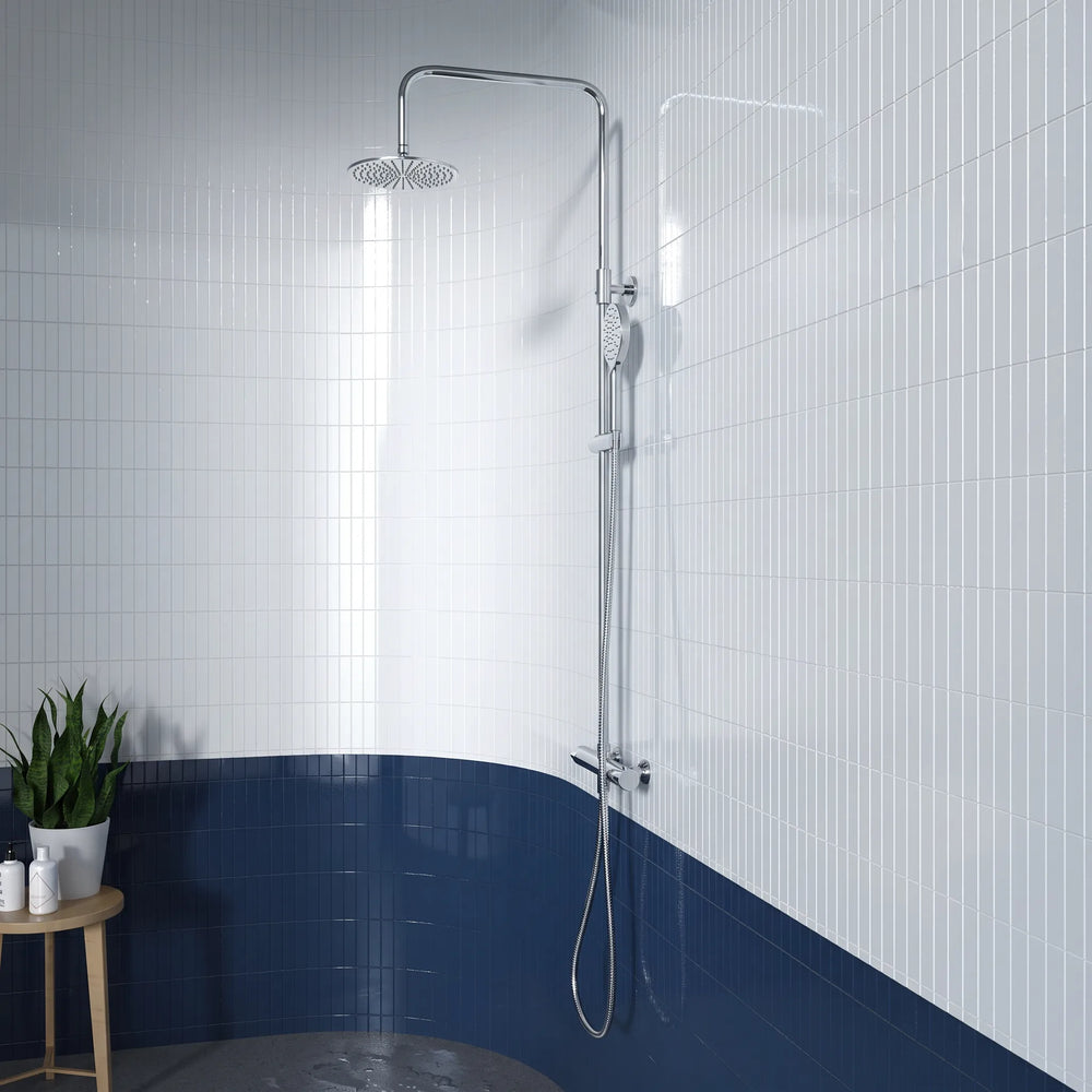 Round Exposed Shower Column with Valve, Rail, Head & Handset Petteril