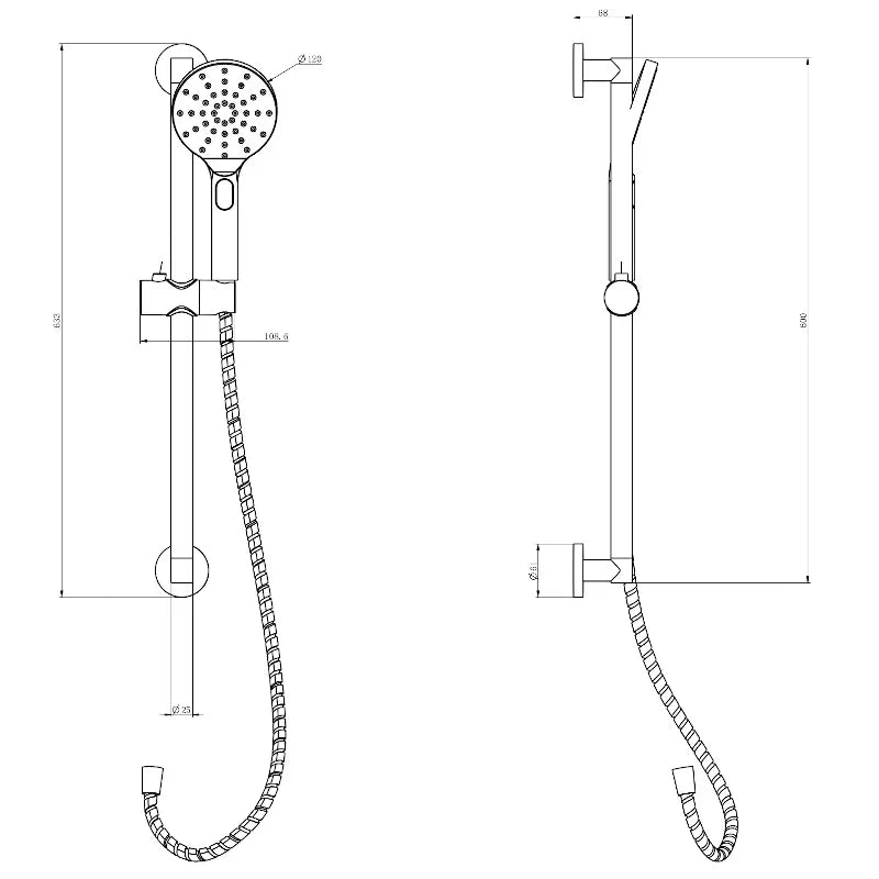 Round Handset Kit with Slide Rail & Hose Tweed