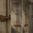 Fluted Brushed Bronze HIGH FLOW COOL TOUCH Thermostatic Shower Mixer with Riser Rail Kit