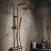 Fluted Brushed Bronze HIGH FLOW COOL TOUCH Thermostatic Shower Mixer with Riser Rail Kit