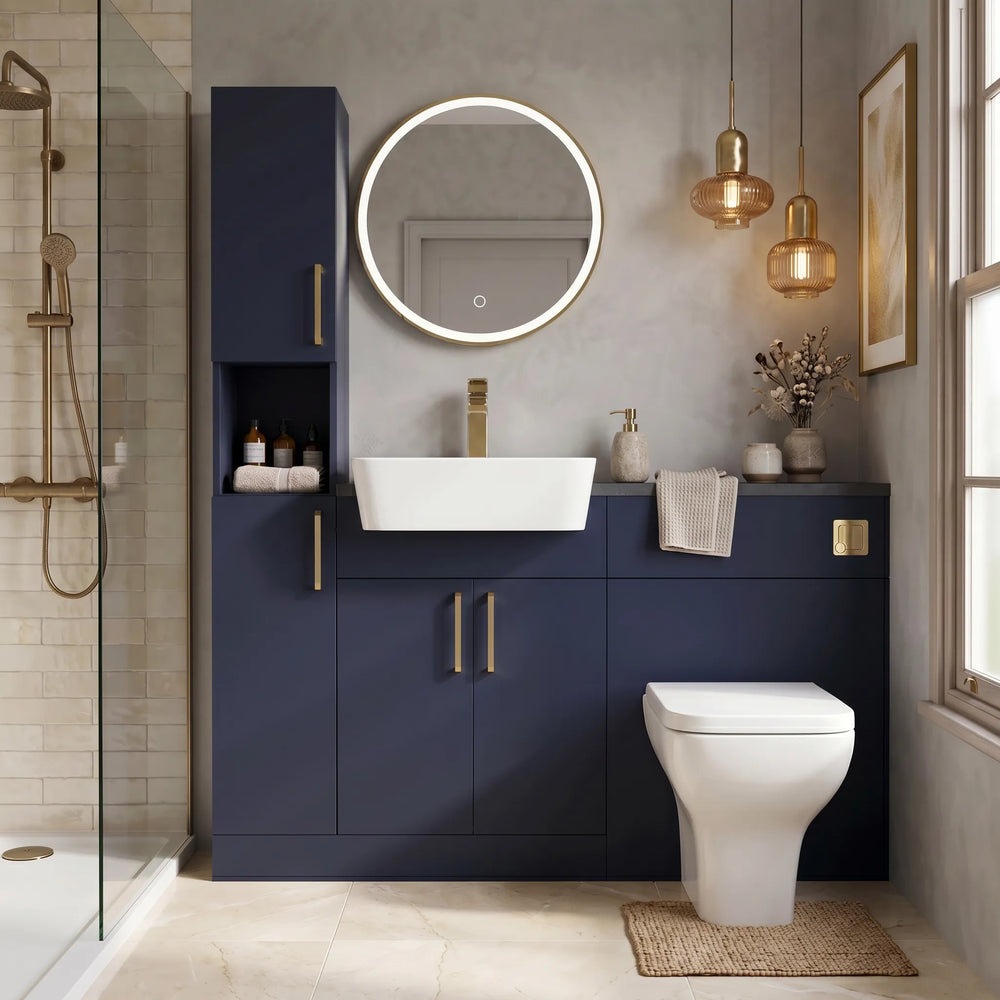 Oliver Modern Blue Fitted Furniture Combination with Tall Boy Storage