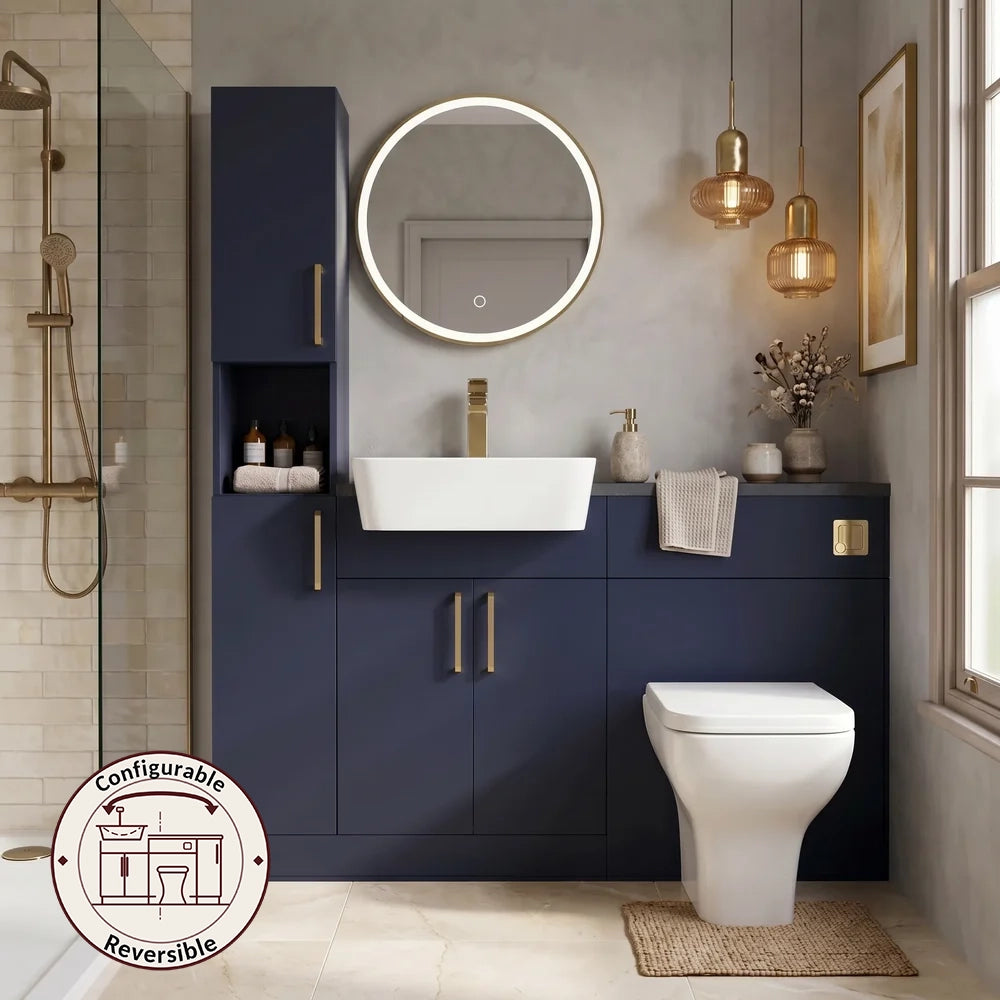 Oliver Modern Blue Fitted Furniture Combination with Tall Boy Storage