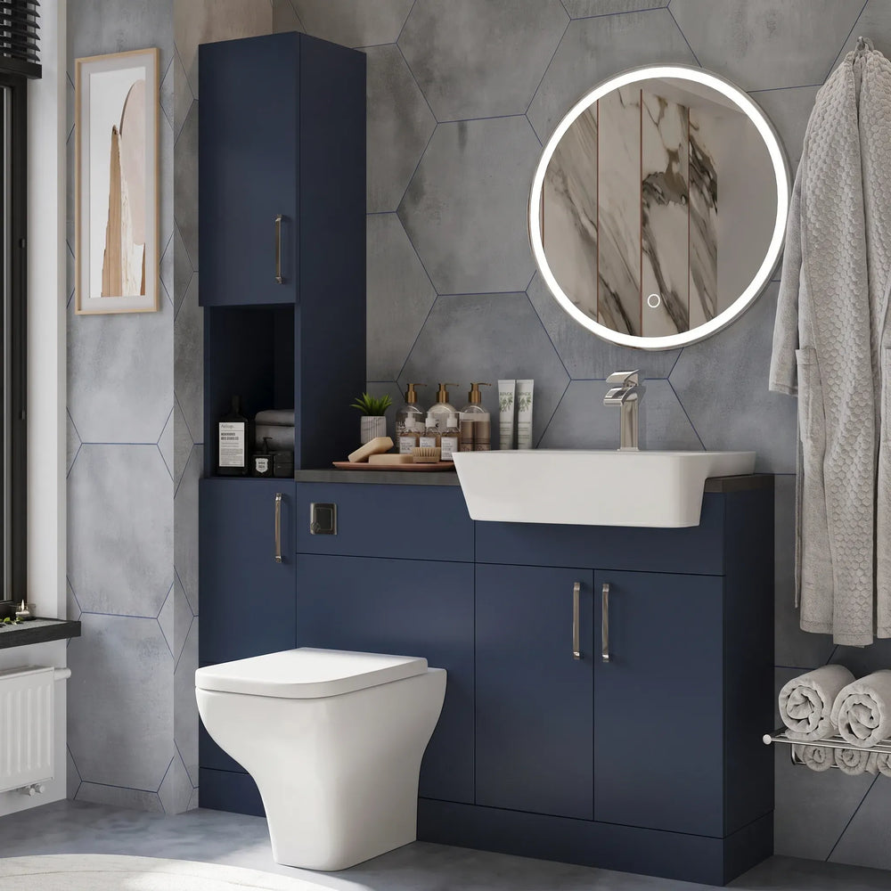 Oliver Modern Blue Fitted Furniture Combination with Tall Boy Storage