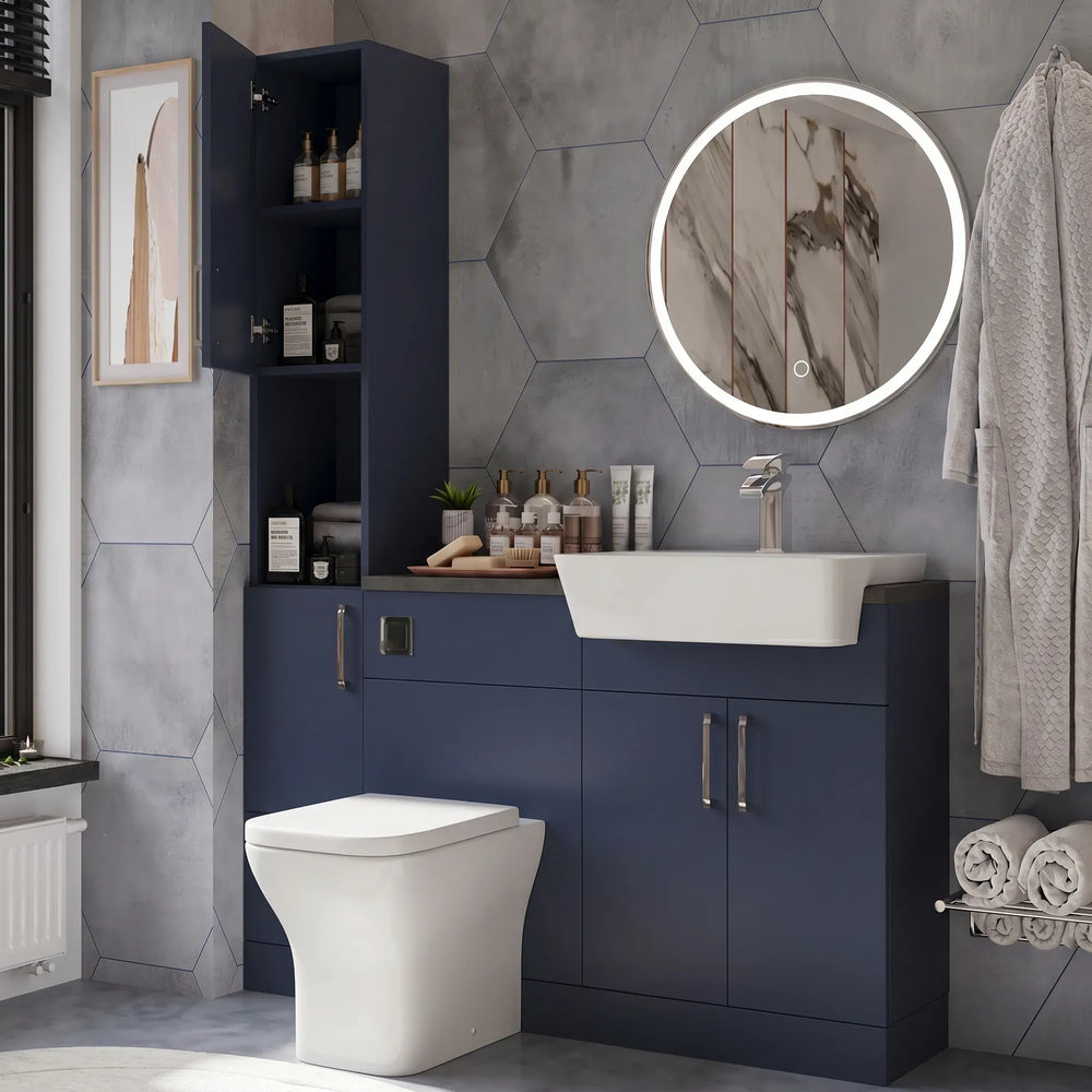 Oliver Modern Blue Fitted Furniture Combination with Tall Boy Storage
