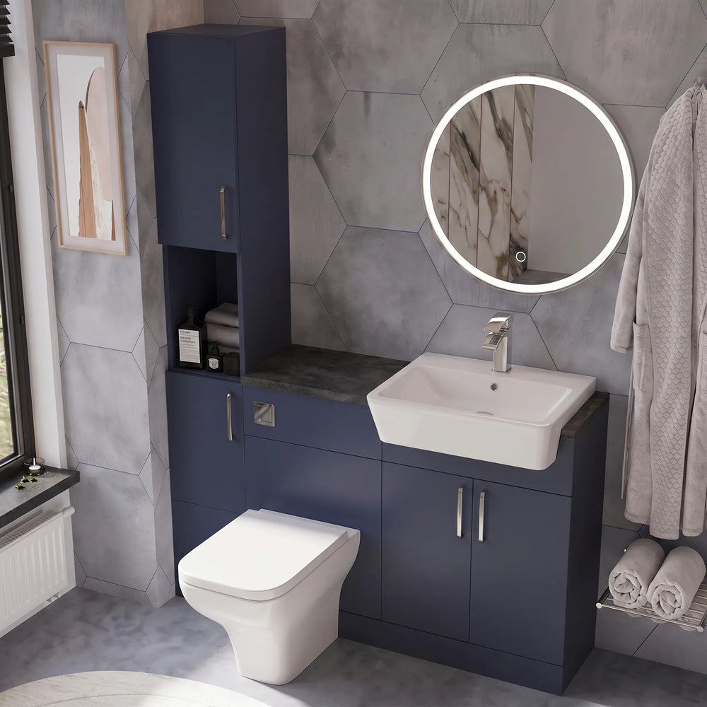 Oliver Modern Blue Fitted Furniture Combination with Tall Boy Storage