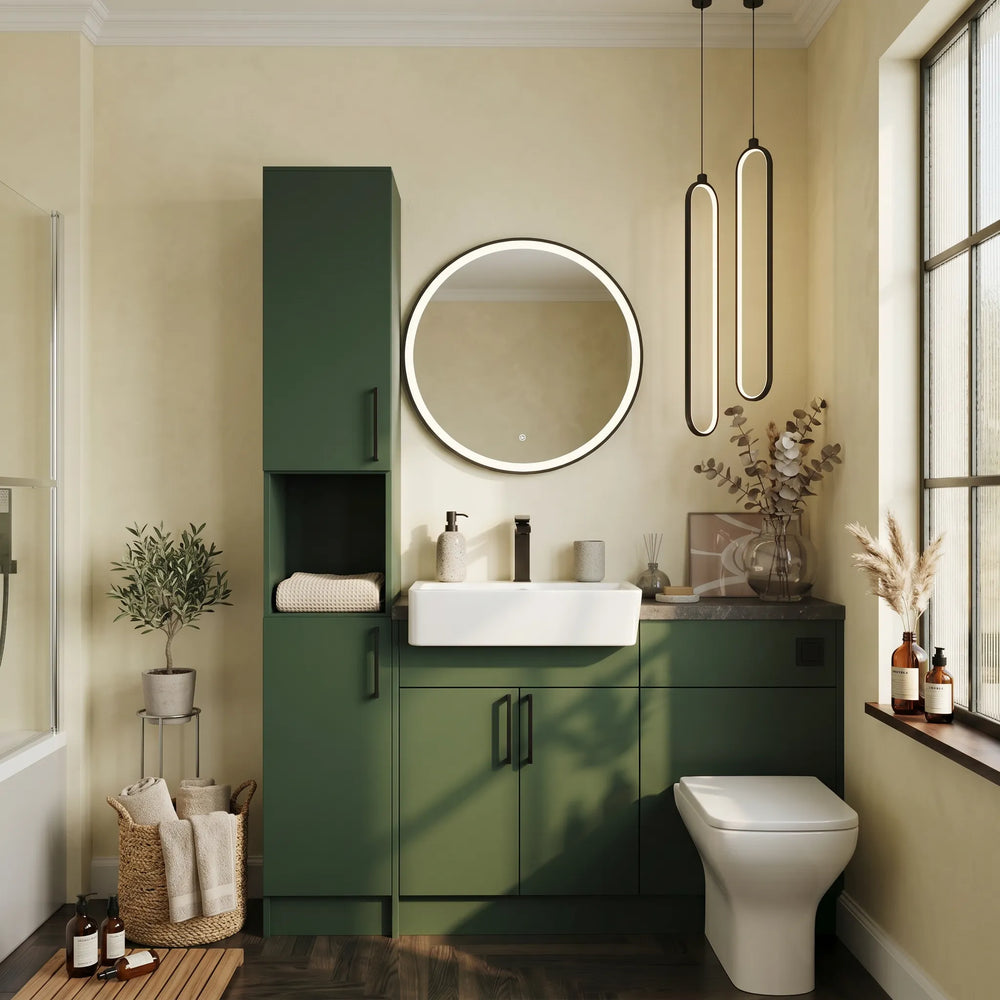 Oliver Modern Green Fitted Furniture Combination with Tall Boy Storage
