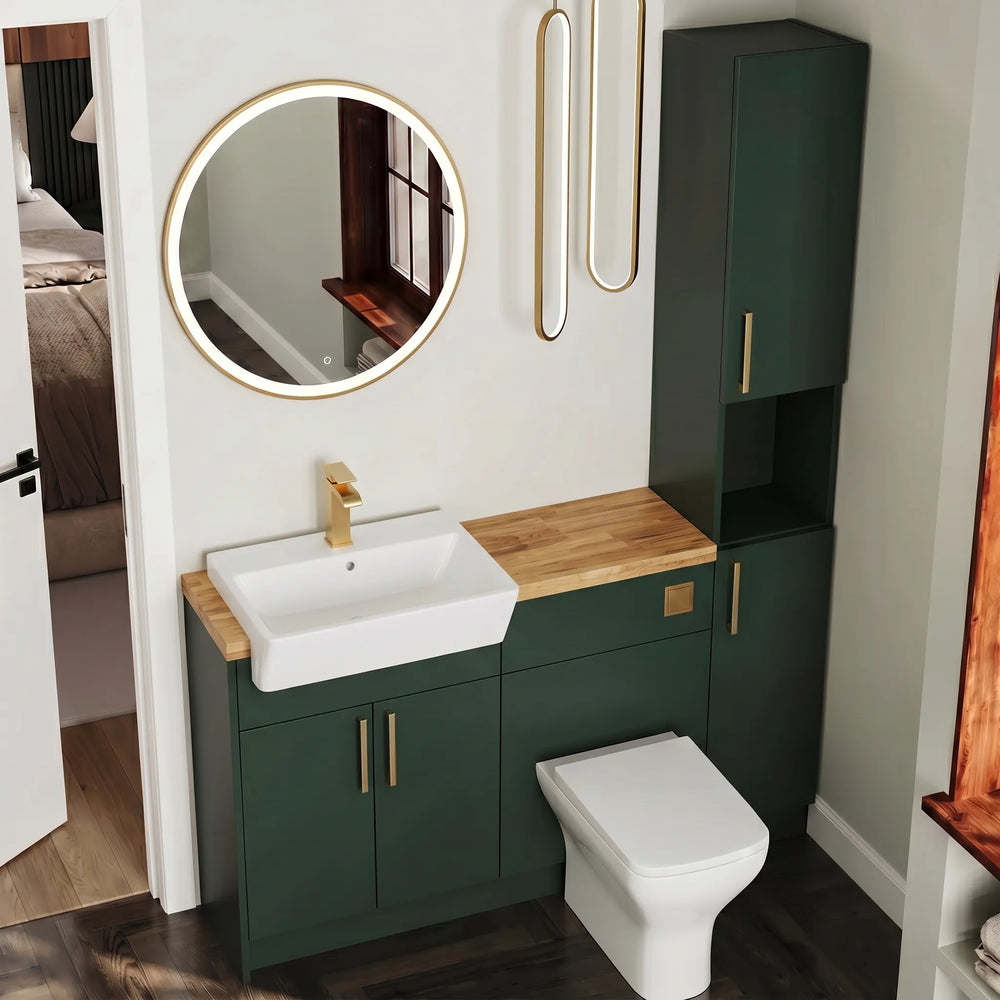 Oliver Modern Green Fitted Furniture Combination with Tall Boy Storage