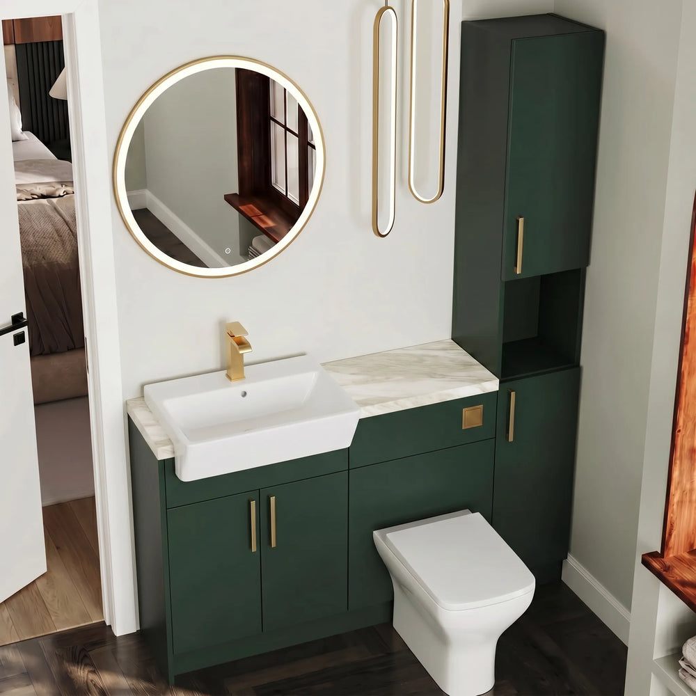 Oliver Modern Green Fitted Furniture Combination with Tall Boy Storage