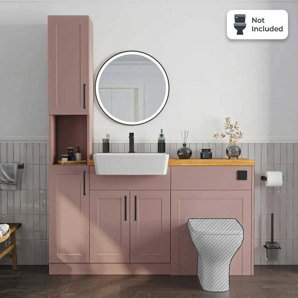 Oliver Pink Shaker Fitted Furniture Combination with Tall Boy Storage