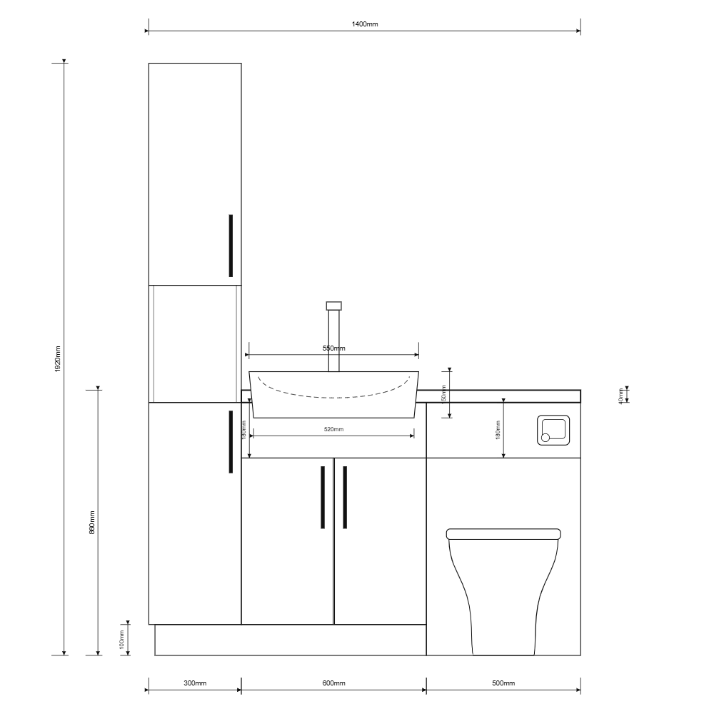 Oliver Modern Green Fitted Furniture Combination with Tall Boy Storage
