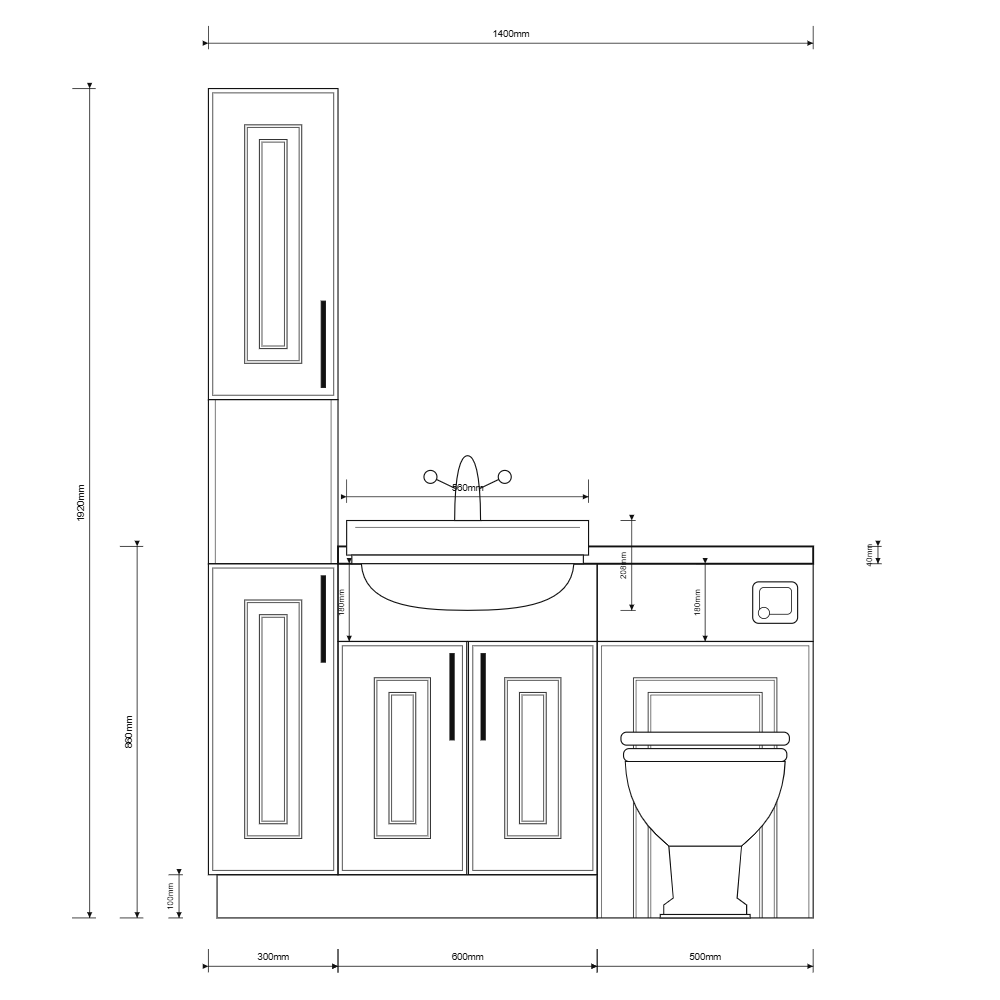 Oliver Traditional Sage Green Fitted Furniture Combination with Tall Boy Storage
