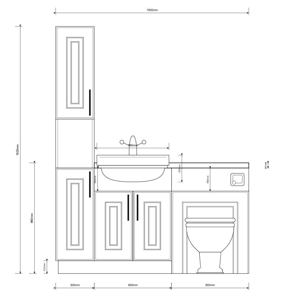 Oliver Traditional Sage Green Fitted Furniture Combination with Tall Boy Storage