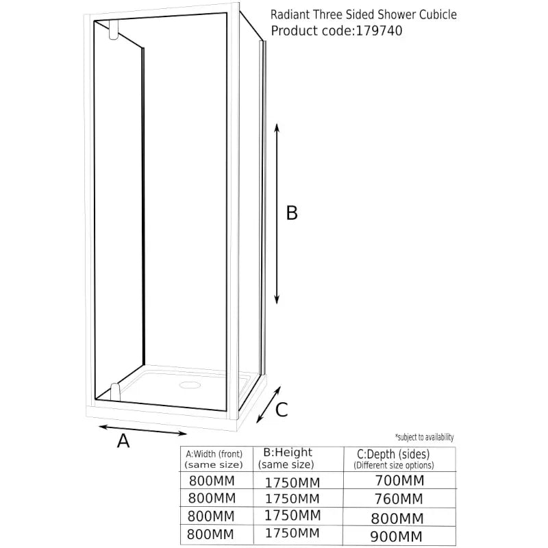 Reduced Height 800 x 1750 Pivot Door Radiant