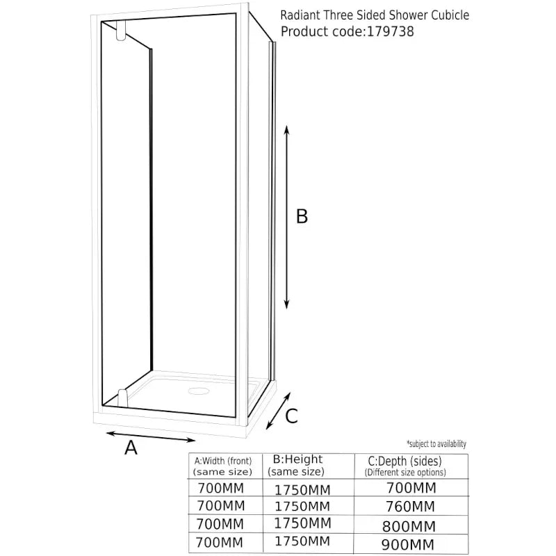 700 x 1750 Reduced Height Pivot Door Radiant